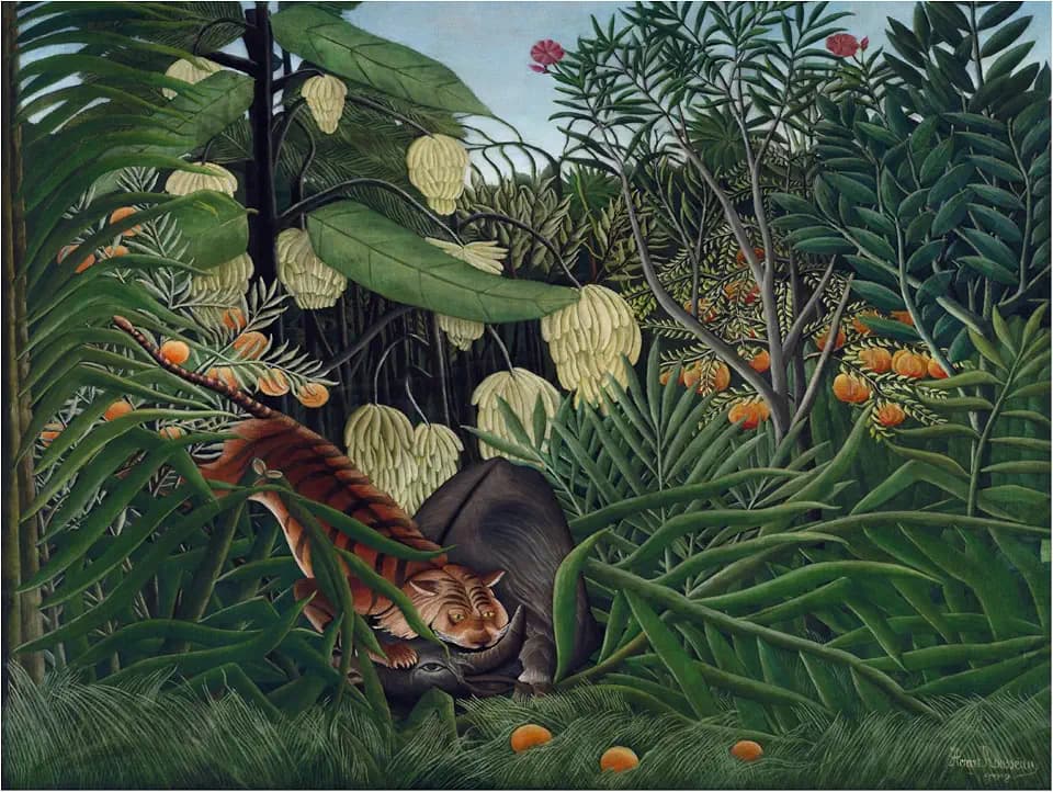 Trademark Fine Art Canvas Wall Art - Henri Rousseau 'Rousseau's Jungle I' Wall Art for Living Room, Bedroom, or Office Décor