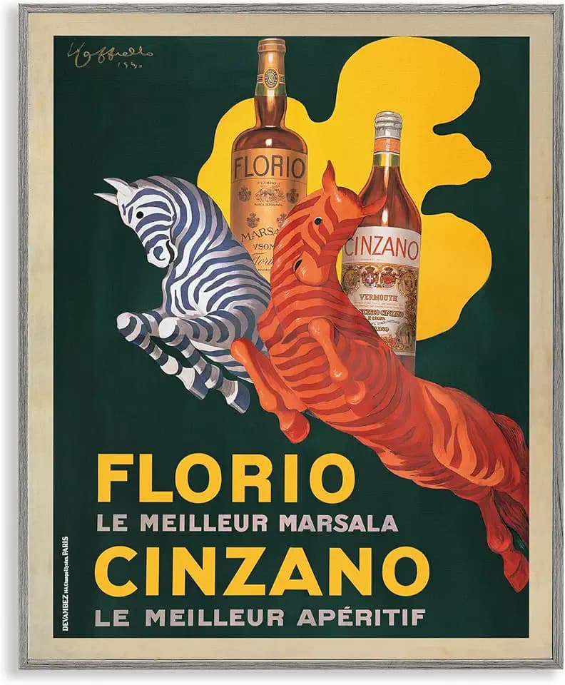 Vintage Cinzano Poster Kitchen, 11 x 14 Inch Framed Giclée Print