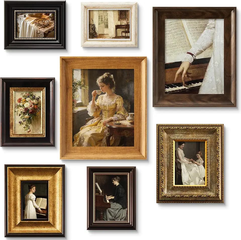 Lineshading 8 Pcs Picture Vintage Ornate Gallery Wall Frame Set