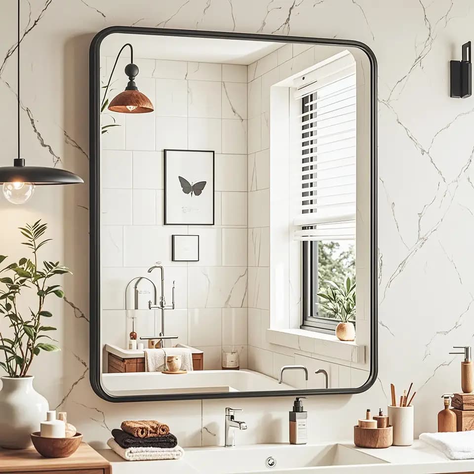 20x24 Black Rectangle Bathroom Mirrors for Over Sink