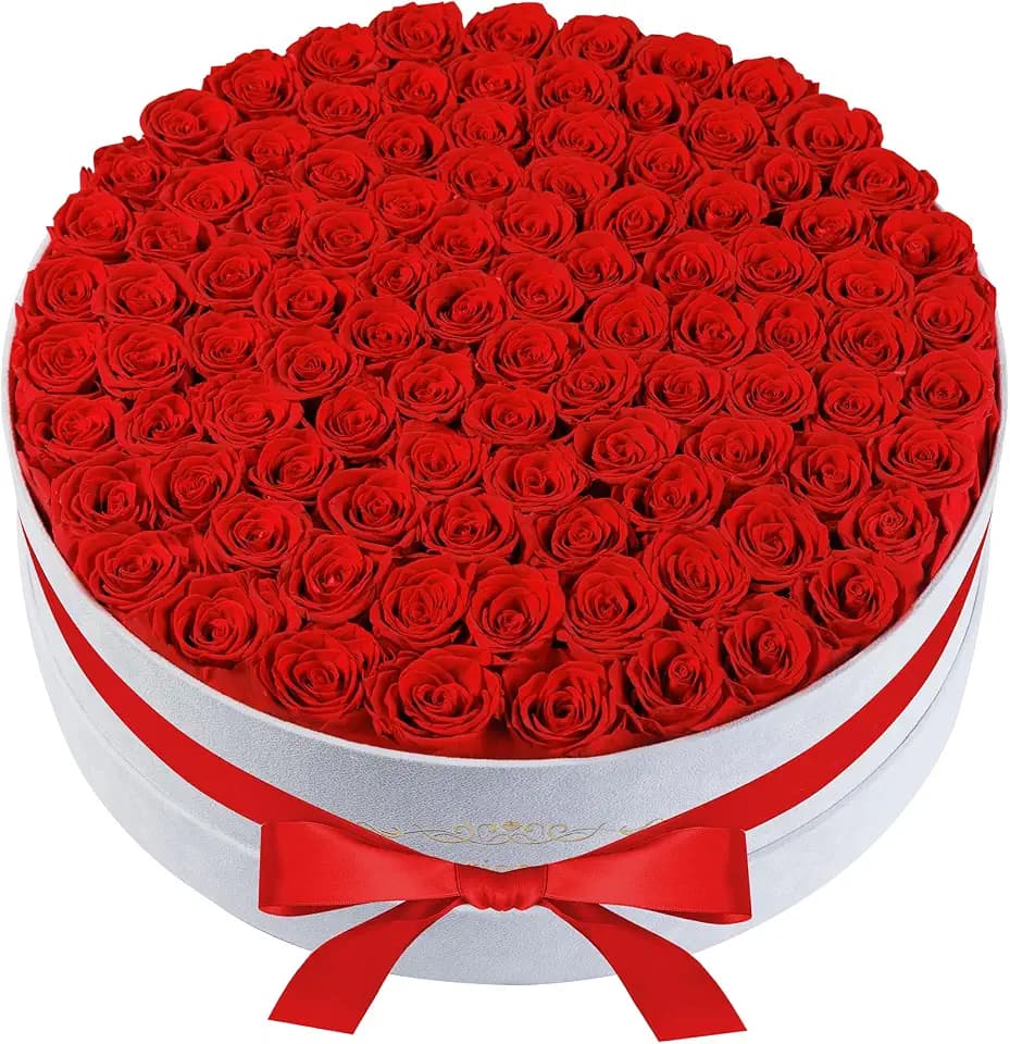 Perfectione Roses 100 Preserved Roses in Velvet Box, Flowers for Delivery