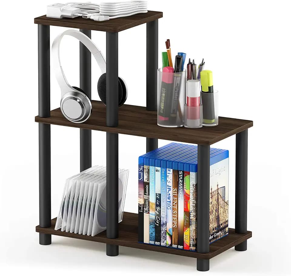 Furinno Turn-N-Tube Accent Decorative Shelf, Columbia Walnut/Black