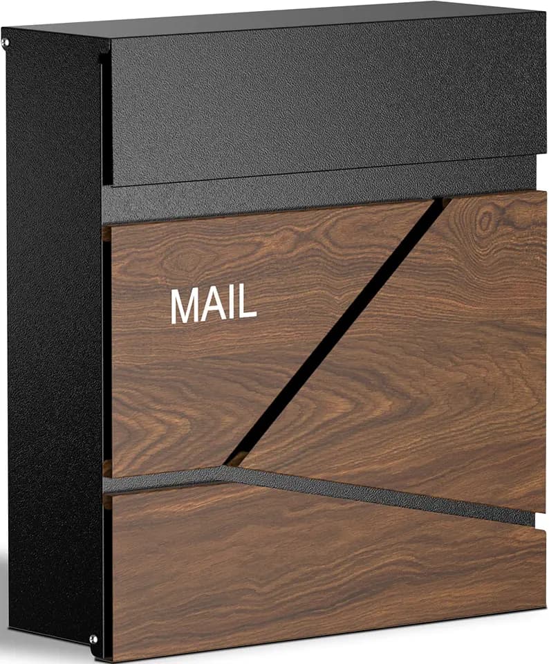 Locking Wall Mount Mailboxes for Outside, Large Capacity Modern Mailbox