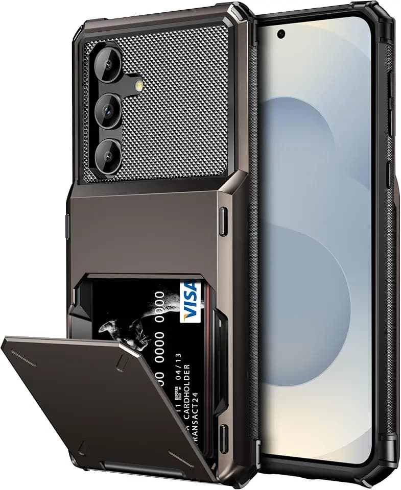 Vofolen for Samsung Galaxy S25 Plus Case Wallet with Card Holder Gun Metal
