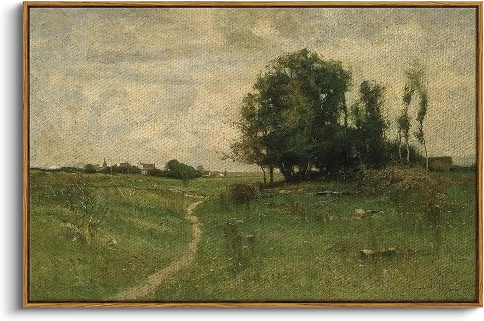 InSimSea Large Vintage Framed Wall Art, Green Landscape Decor, 24x36 Inch