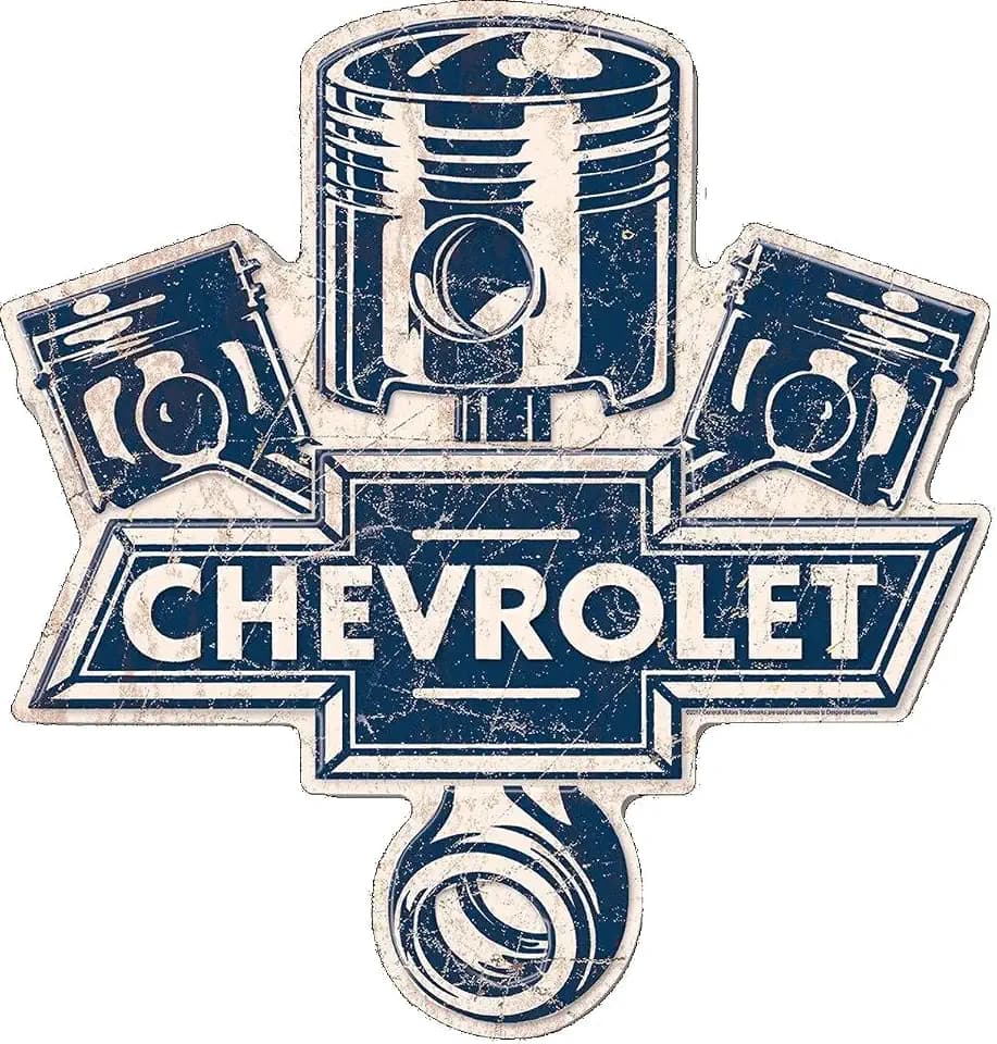 Desperate Enterprises Chevrolet Pistons Die Cut Large Format Premium Aluminum Sign, 24.5"W x 23.5"H