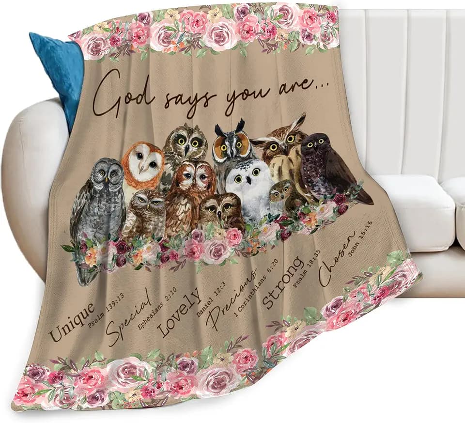 Owl Gifts for Girls Women - Ultra Soft Cozy Fleece Throw Blanket, Fuzzy Plush Bedding for Bed Kids Adults 40"X50"