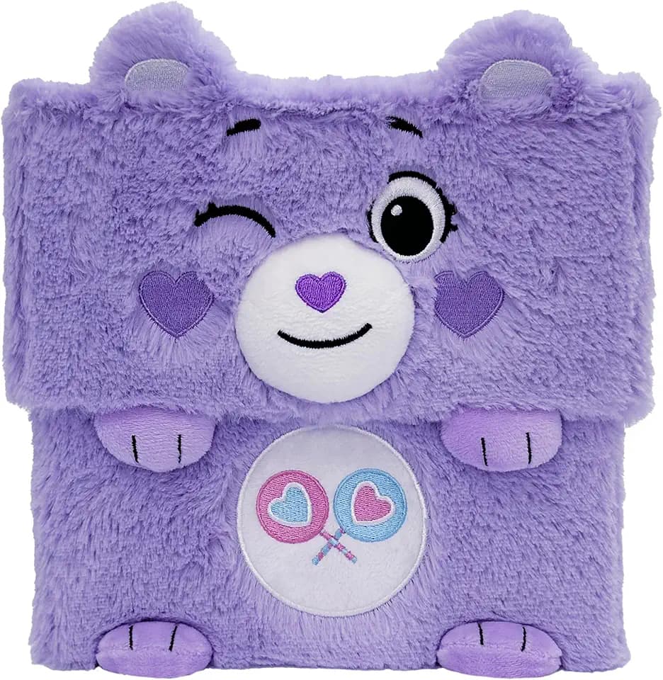 Happy Nappers Care Bears 12in Share Bear Purple Storable Cube- Toy Bin with Lid