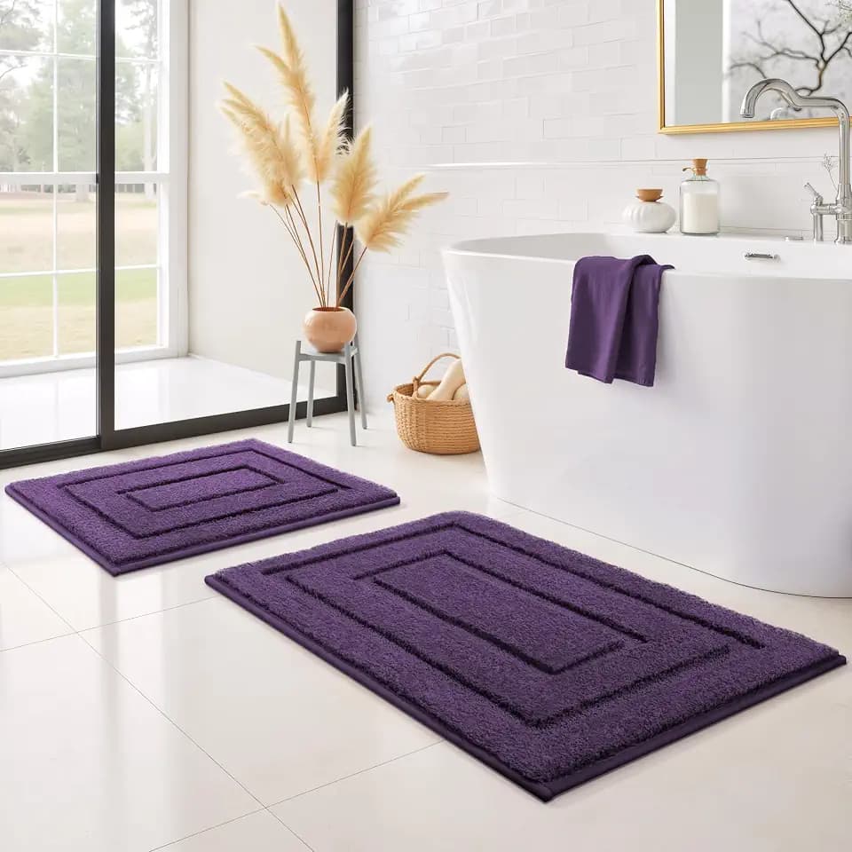 GRANNY SAYS Purple Bathroom Rugs Set 2 Piece, Non Slip Bath Mats