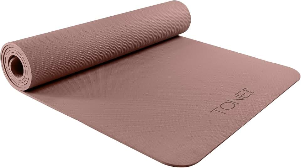 TONE Fitness 1/4" Yoga Mat, Non-Slip Exercise & Pilates Mat with Strap