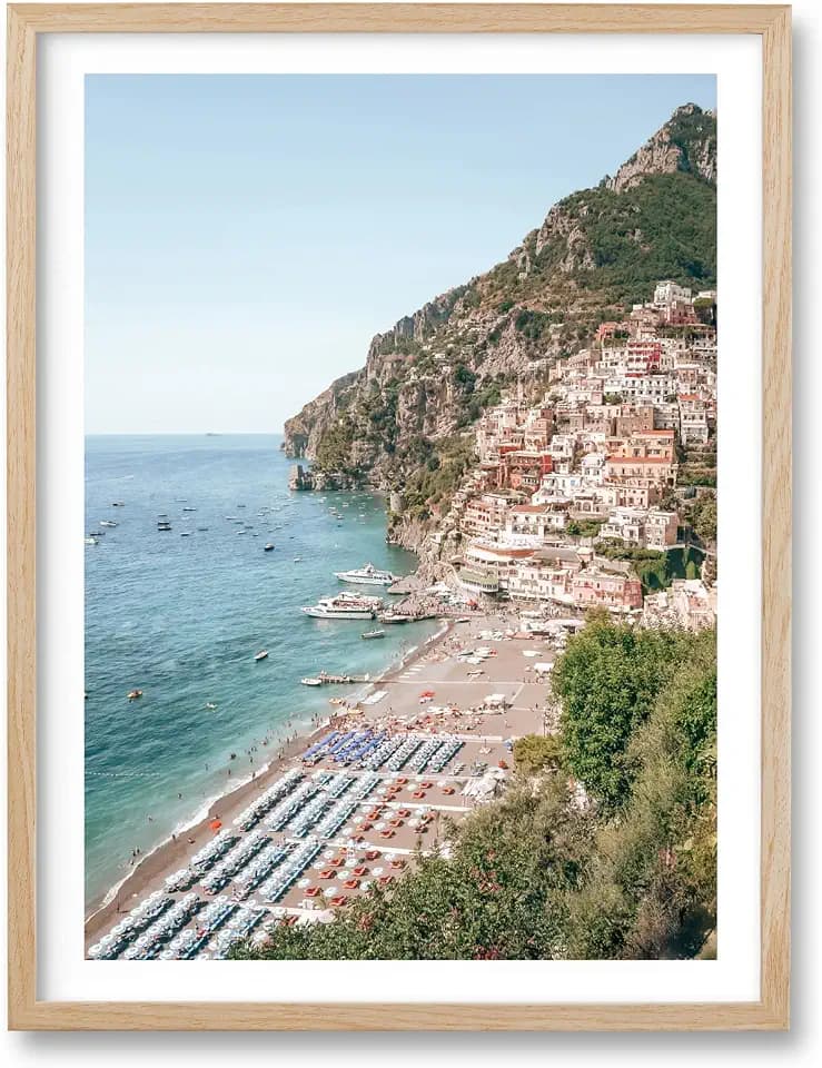 HesenDot 12x16IN Amalfi Coast Framed Wall Art Positano Canvas, 1Pack