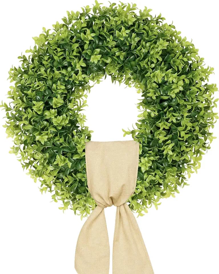 Vlorart 22 Inch Boxwood Wreaths for Front Door, UV-Resistant Green Decor