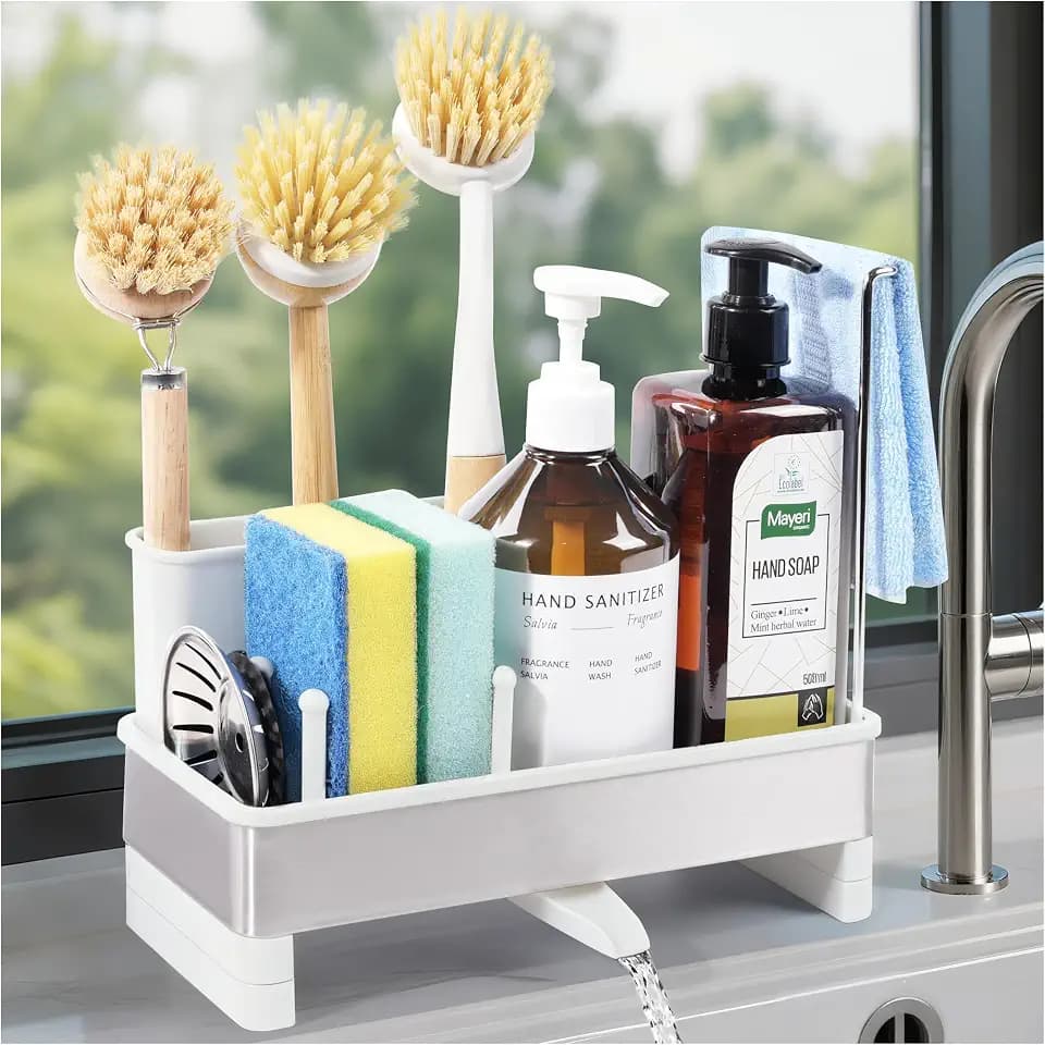 Sponge Holder for Kitchen Sink Caddy Organizer, Dish Brush Holder
