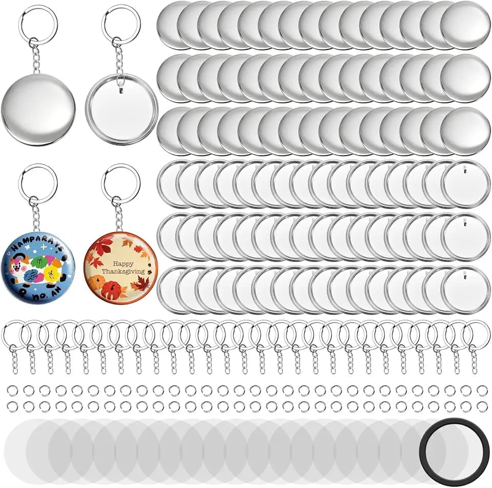 ZAVOOS 100 Pack Button Maker Keychain Supplies, 58 mm / 2.25 Inch