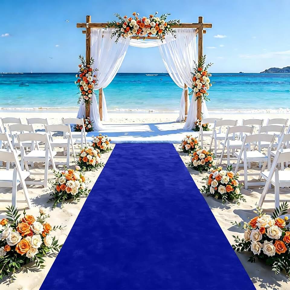FUHSY Aisle Runner Royal Blue Carpet Runner for Party 4x30 ft Velvet Cloth Wedding Aisle Runners for Weddings Outdoor Wedding Floor Runners Bridal Walkway Rug for Ceremony Prom Decorations