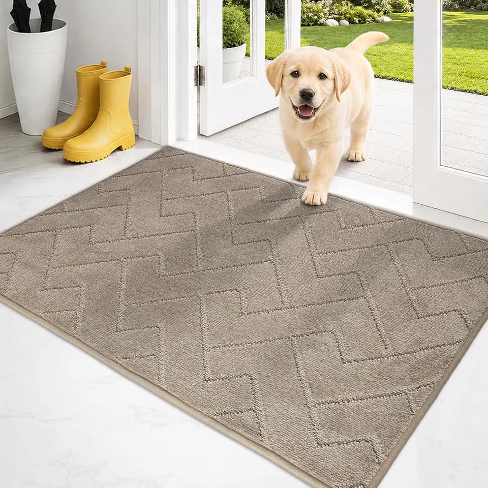 PURRUGS Dirt Trapping Door Mat Indoor Entrance, 24" x 35.5", Taupe