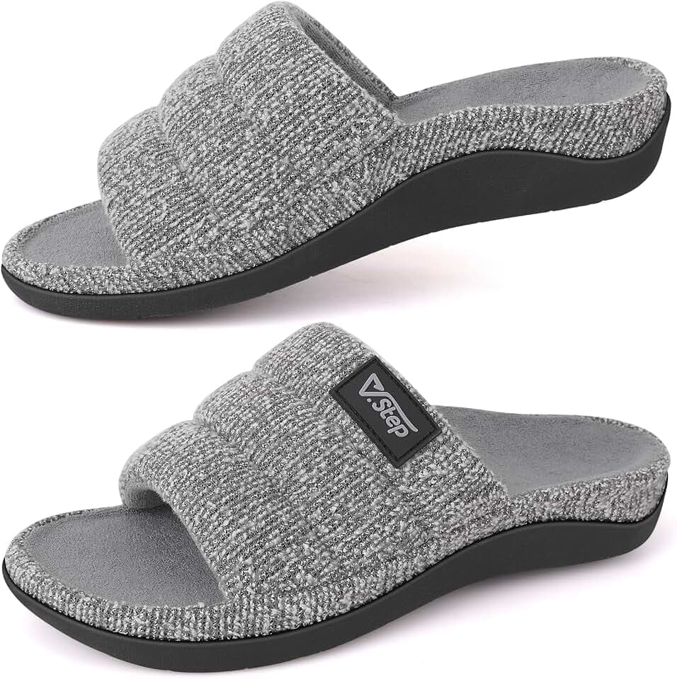 V.Step Women Plantar Fasciitis Orthotic Slippers Arch Support Open Toe Home