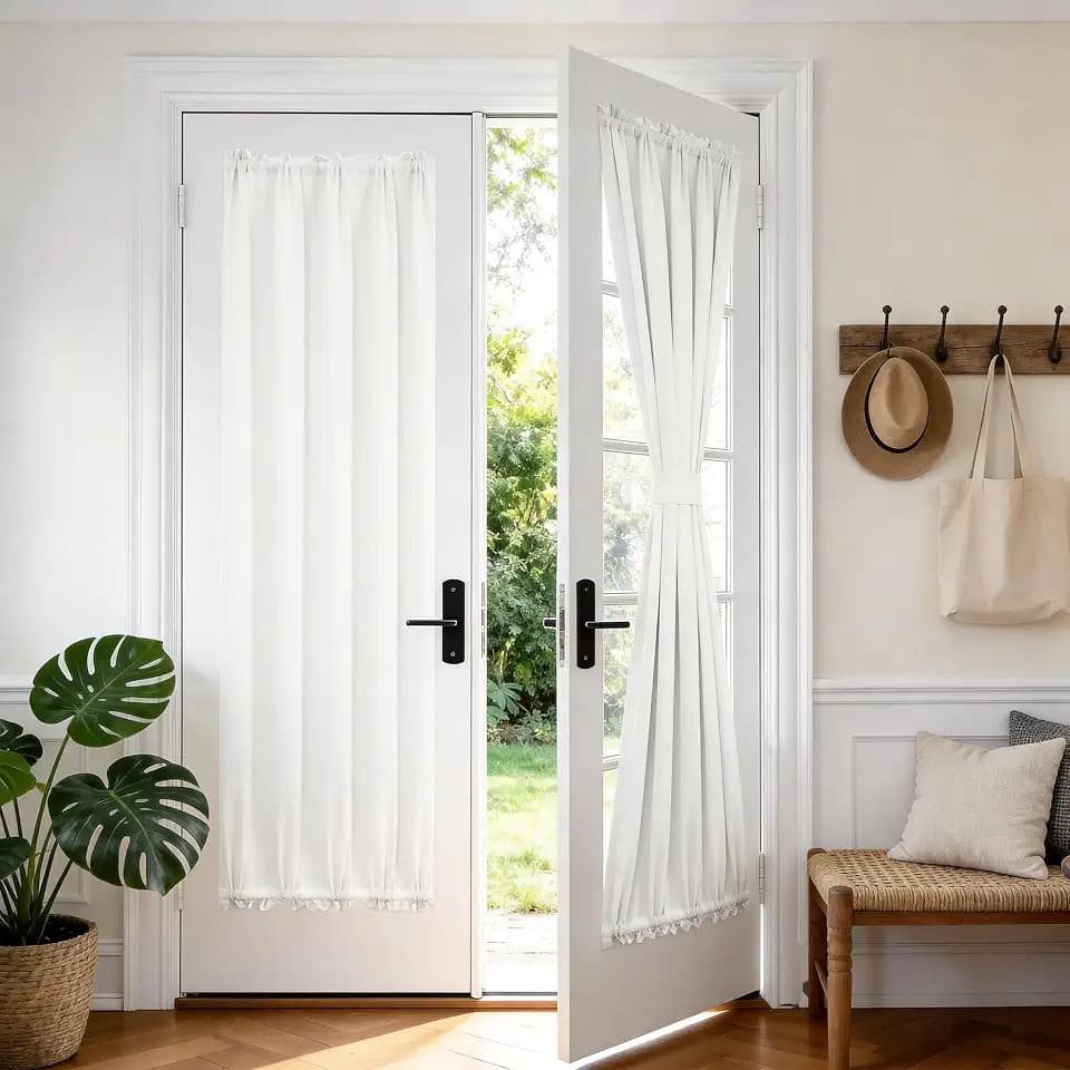 Deconovo Blackout French Door Curtains for Door Window, Dual Rod Pocket