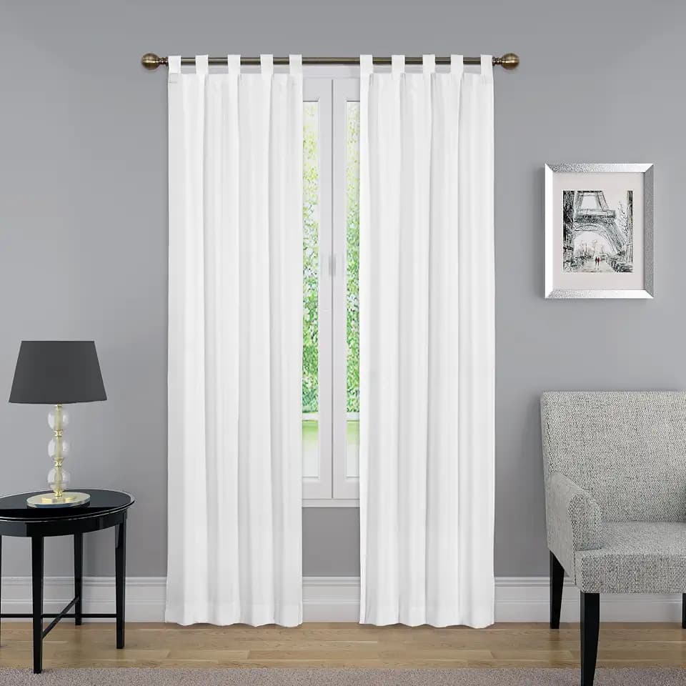PAIRS TO GO Montana Modern Decorative Tab Top Window Curtains for Bedroom or Living Room (2 Panels), 30" x 84", White