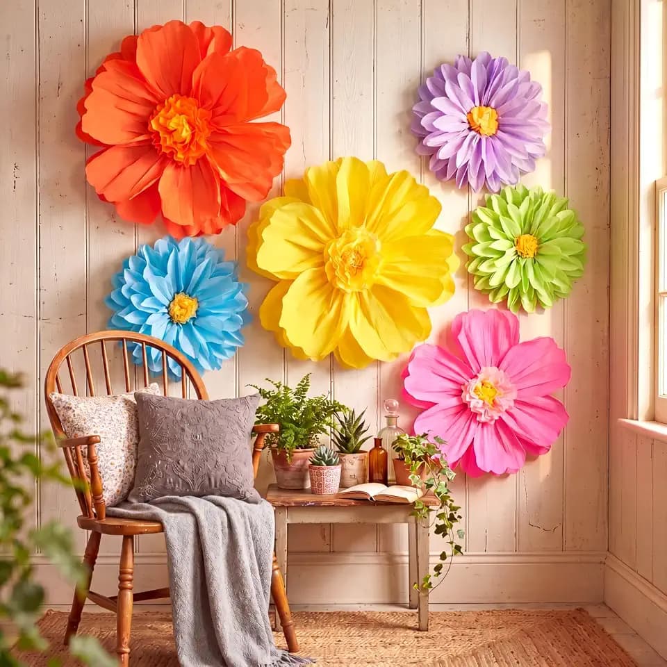 Lerheedi 12 Pcs Multicolored 31.5" 20" Giant Tissue Paper Flowers Decor