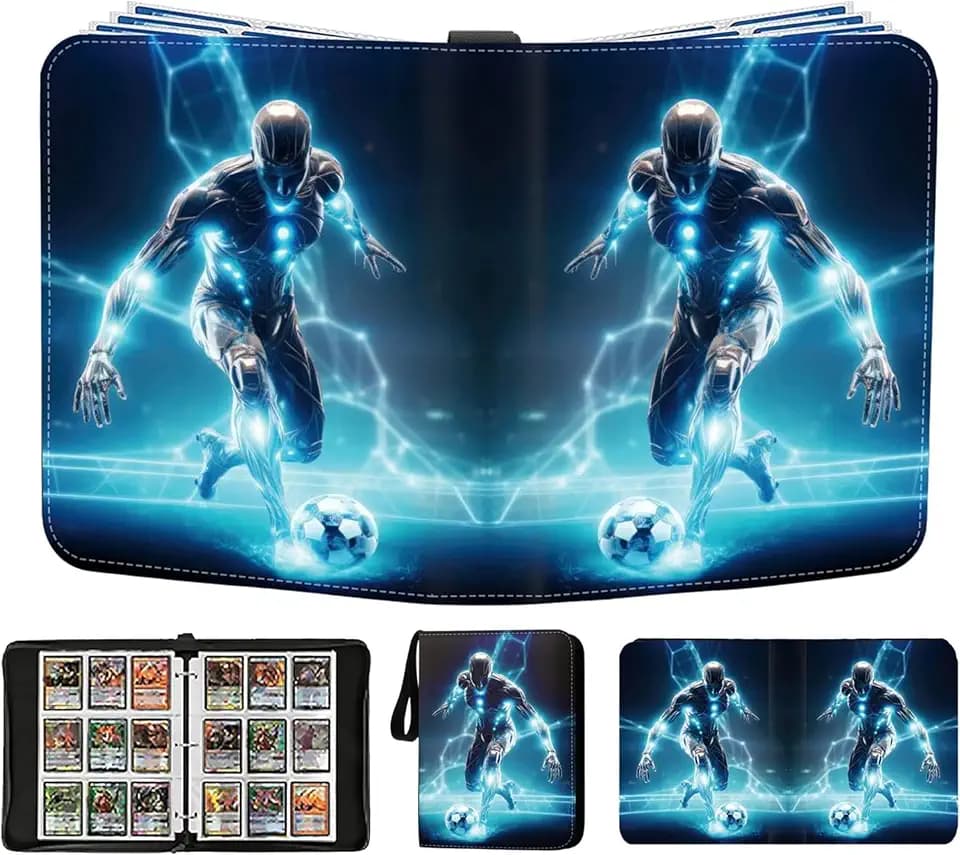 Trading Card Binder Soccer Card Binder 900 Pockets with 50 Removable Sleeve, Sports Card Binder Soccer Cards Binder Double-Sided Cards Holder Trading Card Albums Soccer Card Collector Album