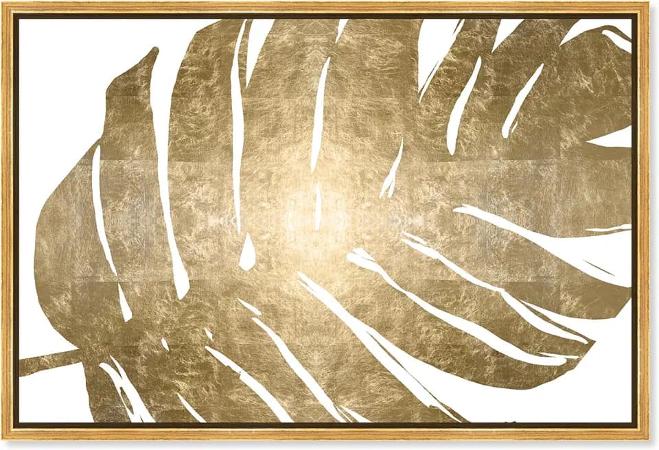 The Oliver Gal Artist Co. Botanical Framed Canvas, Tropical Leaves I Gold