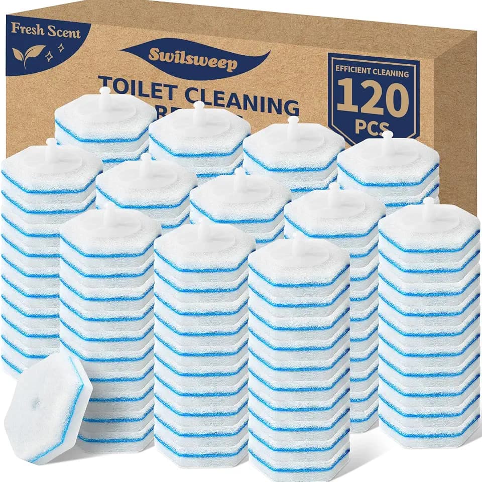 120 Count Toilet Bowl Wand Refills, Disposable Toilet Cleaner Refills, Disposable Wand Heads Compatible with Clorox and the Most Toilet Brushes,Fresh Scent