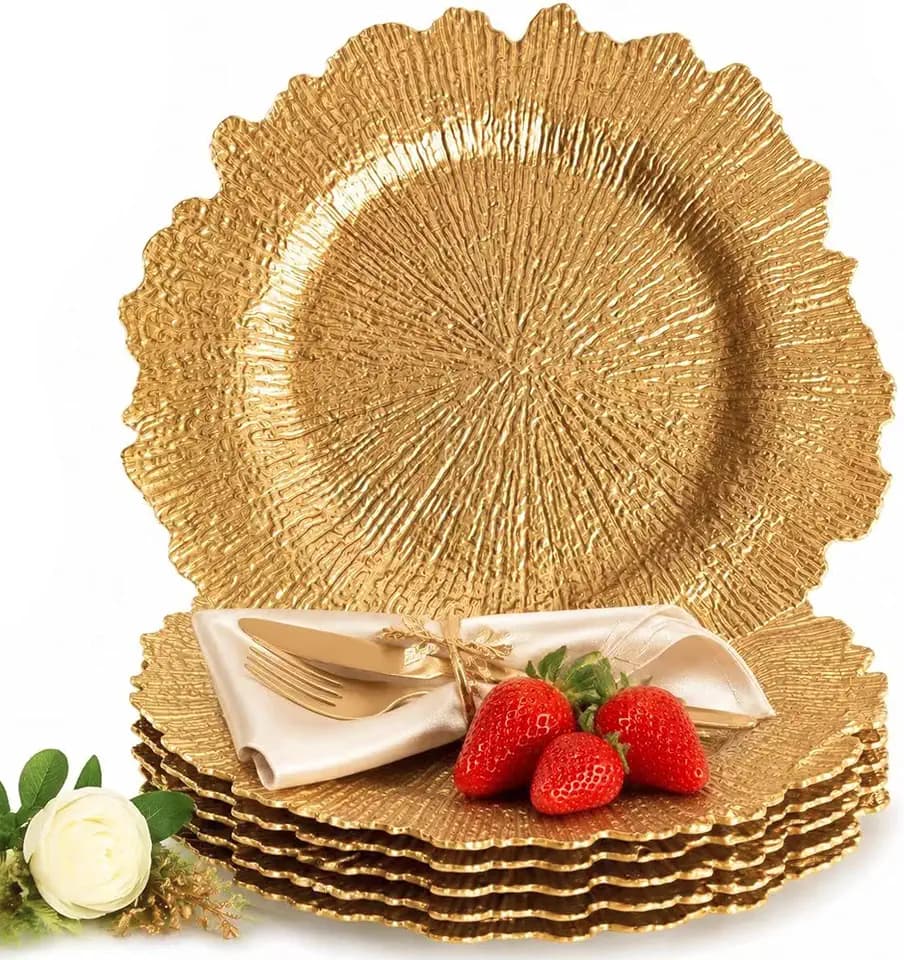 Gold Charger Plates Set of 15, 13" Gold Chargers for Dinner plates