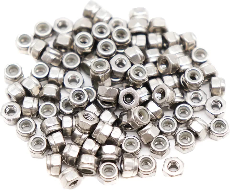 100pcs M2.5 x 0.45mm 304 Stainless Steel Nylock Self Locking Nuts