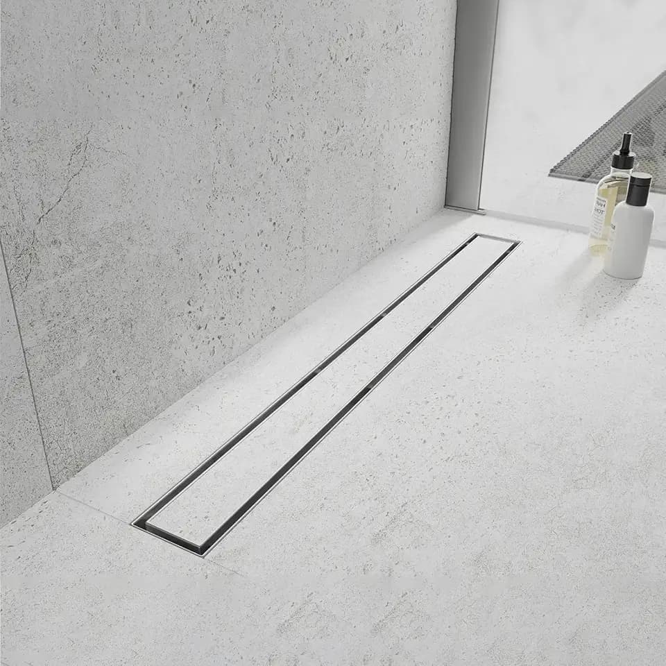32"Linear Shower Drain Brushed Silver Drain with Tile Insert Grate
