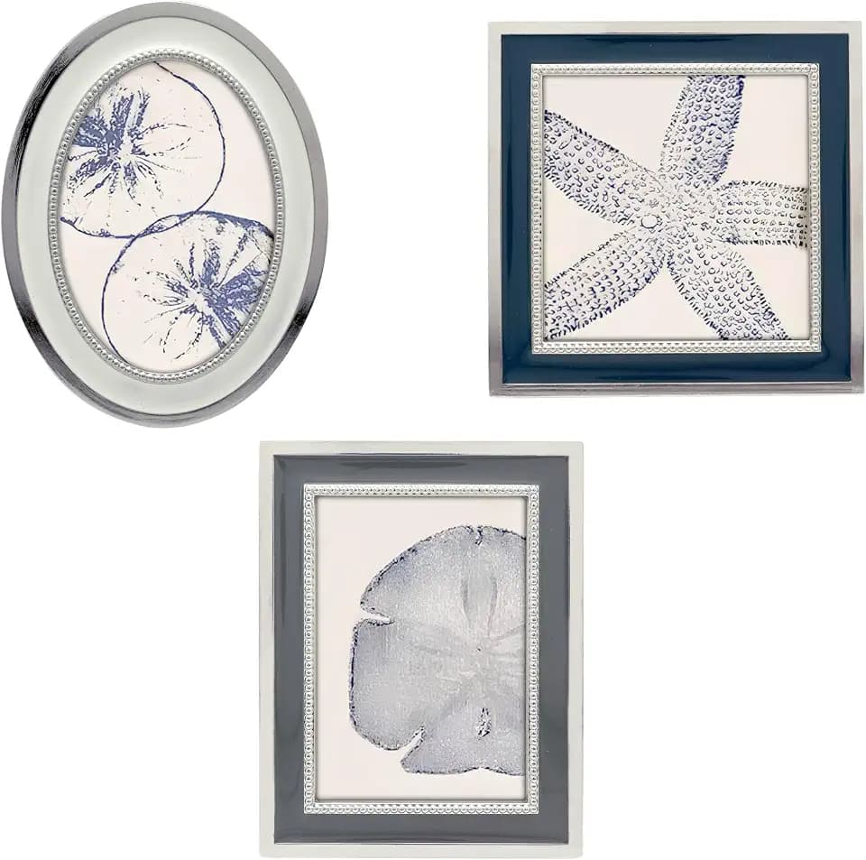 Modern Mini Frame Set/Set of 3/2.5x2.3 & 3x3 In | For Tabletop Display | Perfect for Christmas,Home Decor, Wedding, Graduation, Or Milestone Photos (Silver w/multi-colors) Gift Box