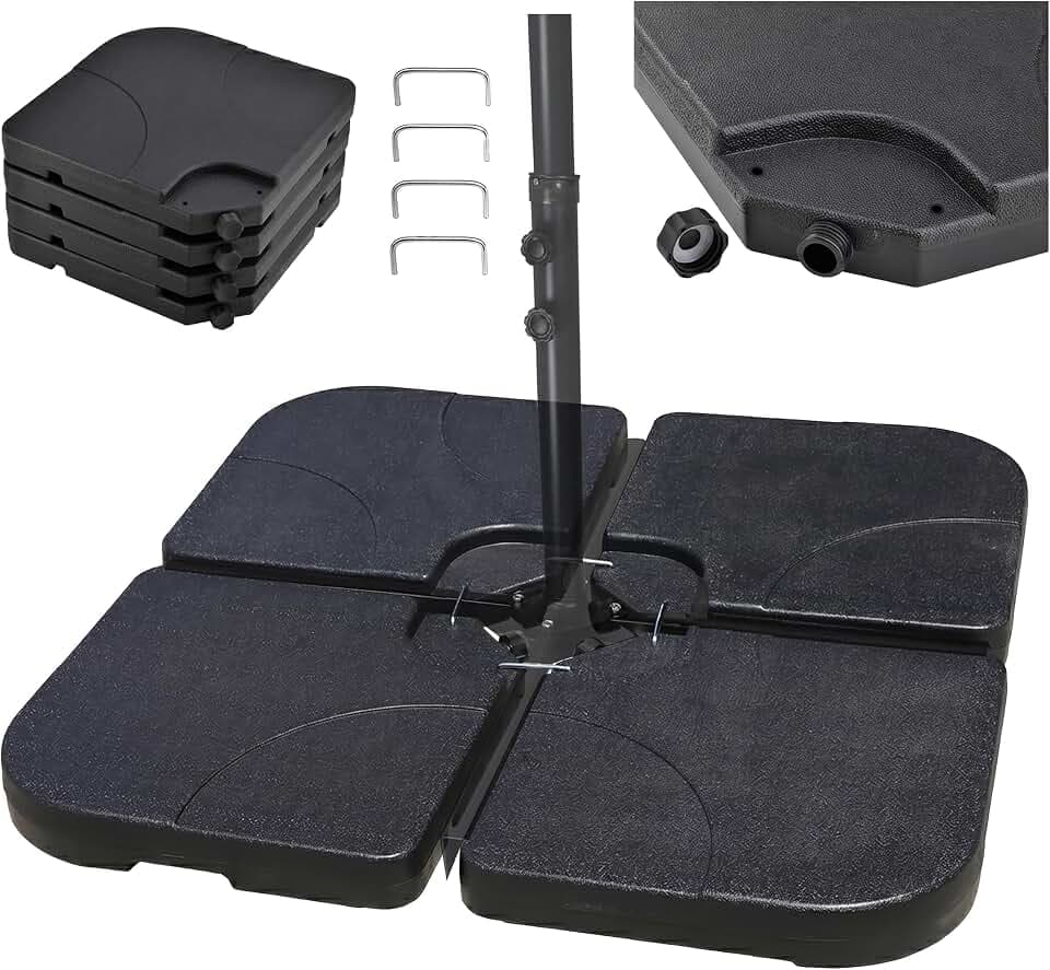 Relaxdays Schirmgewichte Bodenkreuz, 4er Set, schwarz