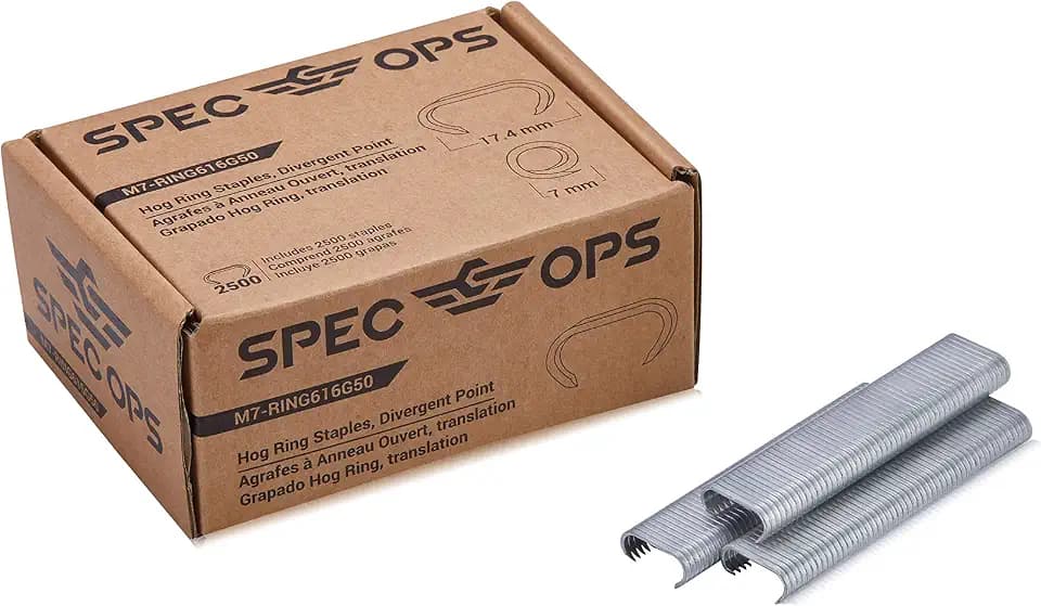 Spec Ops Tools Hog Rings for Wire Fence, Construction, Mesh Netting & Upholstery, Galvanized 16 Gauge, 2,500 Fasteners, 11/16", Divergent Point
