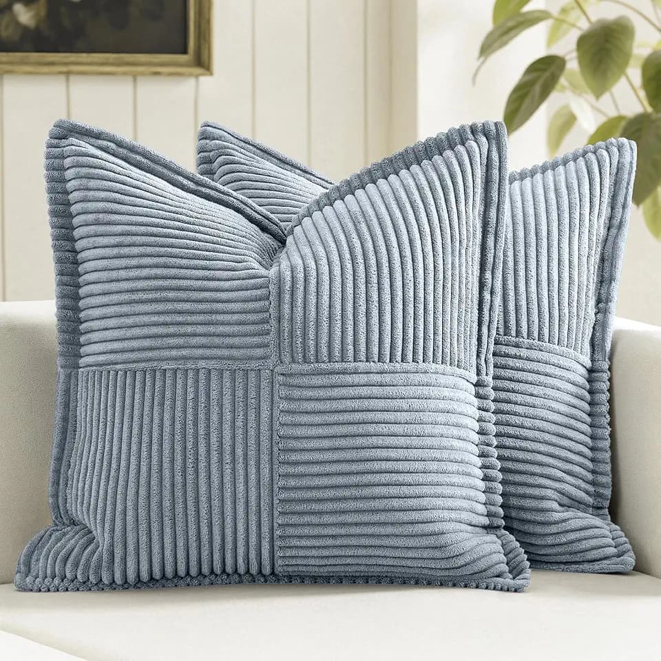 MIULEE Decorative Throw Pillow Covers for Couch 20x20 Inch Dustyblue 2 Pack