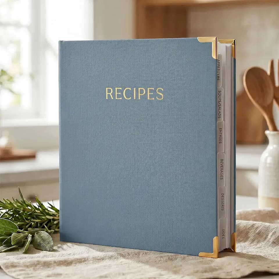 Aesthetic Recipe Binder with Waterproof Cloth Cover & Plastic Sleeves