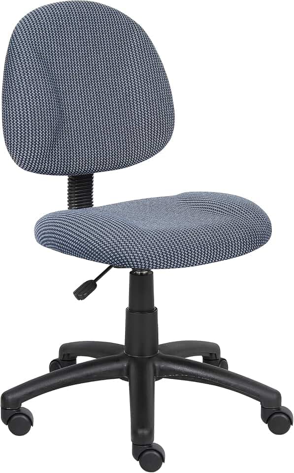 Boss Office Products B315-BE Perfect Posture Delux Fabric Task Chair Without Arms in Blue, 250