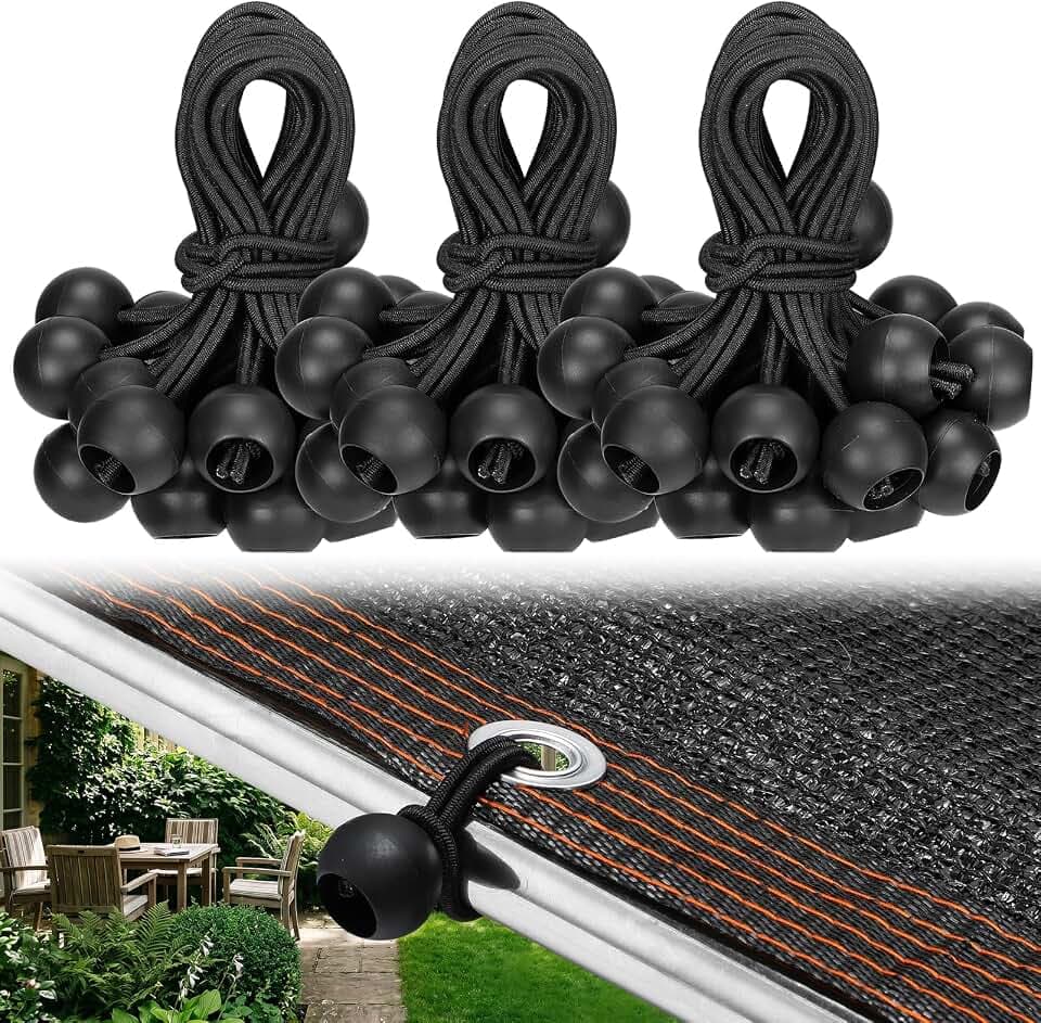 Aulock 100pcs 4in Heavy-Duty Bungee Cords with Balls for Tarp Shade Cloth