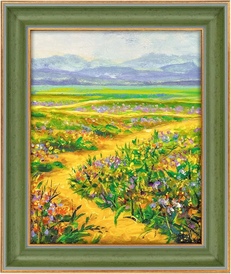 Golden State Art 8x10 Green With Gold Trim Color Photo Frame Real Glass