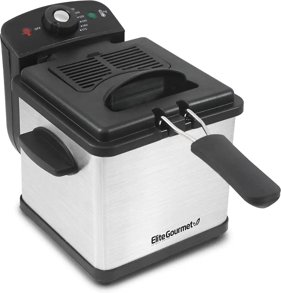 Elite Gourmet EDF1607# Immersion Deep Fryer, 1.6 Qt, Stainless Steel