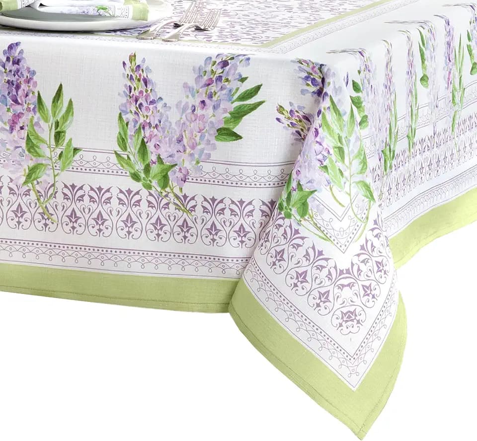 Threadmade Lilac Garden Floral Tablecloth, Multicolor - 60" W x 120" L