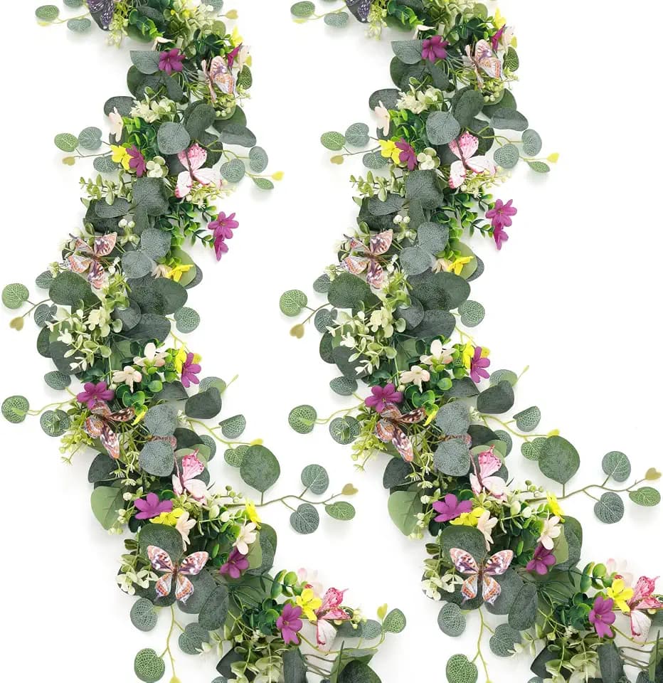 Flower Garland Artificial Daisy Garlands Floral Vines 3D Butterfly