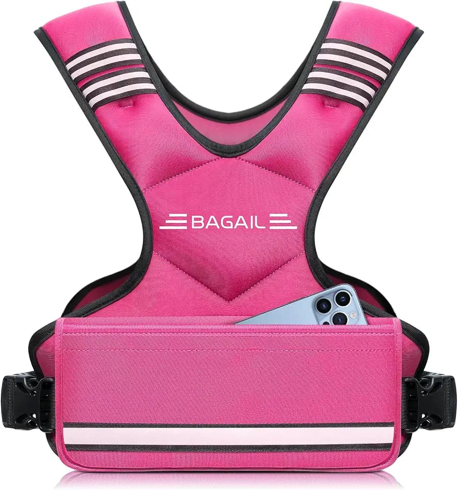 BAGAIL Adjustable Weighted Vest for Women 4-10lb/12-18lb/20-32lb, Comfortable U-Neck Rucking Vest with 6 Removable Weights, Storage Pocket and Reflective Strips for Walking, Jogging, Weight Loss