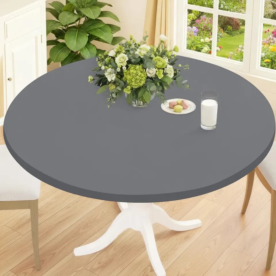 Smiry Round Spandex Tablecloth, Fitted Table Cover for 57"-68" Tables