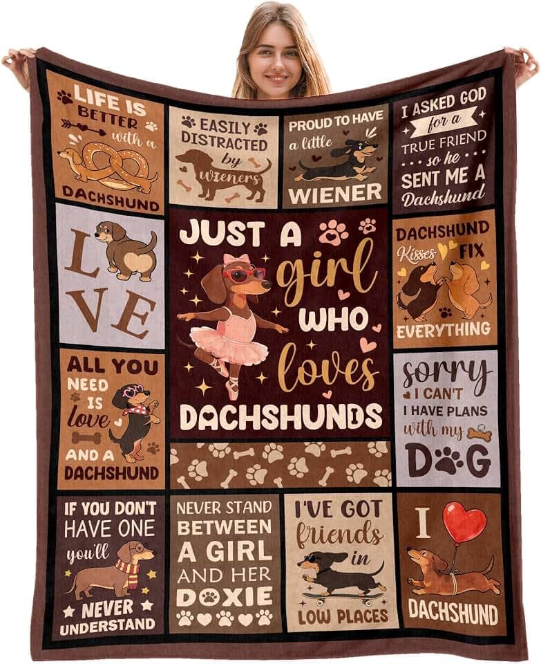 Dachshund Gifts for Women Blanket 50"x60", Wiener Dog Gifts for Women, Gifts for Dachshund Owners & Lovers, Weiner Dog Decor