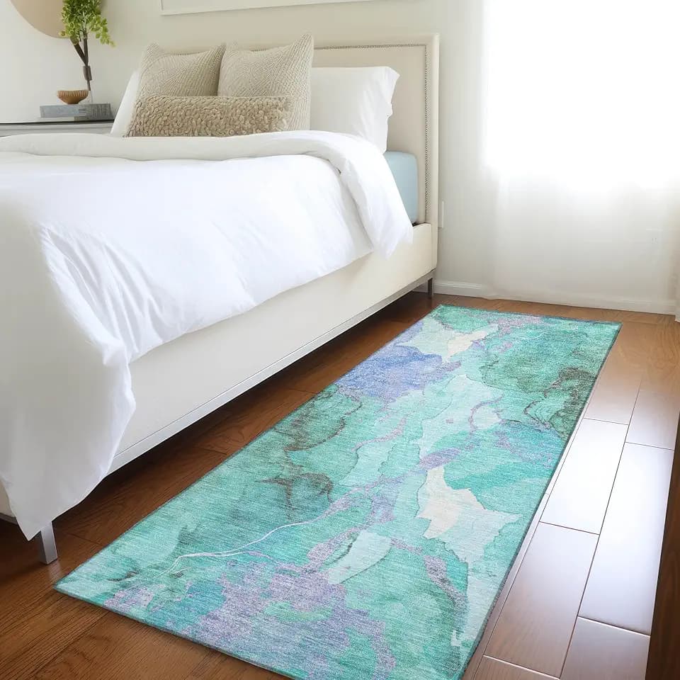 Addison Rugs Chantille ACN1785 Teal 2'3" x 7'6" Indoor/Outdoor, Machine Washable, Easy Clean, Non Shedding, Bedroom, Living Room, Dining Room, Kitchen, Patio Runner Rug