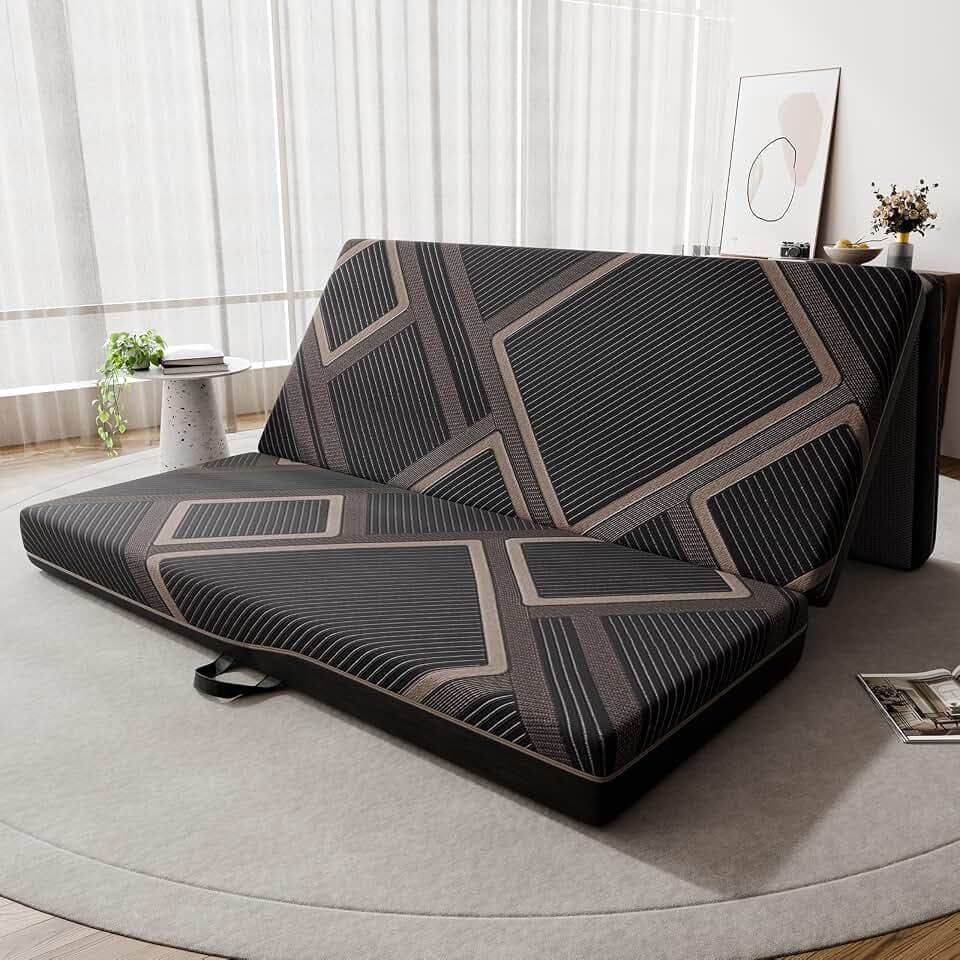Trifold Mattress Queen Size - 4 Inch Foldable Memory Foam Mattress, Washable Cover and Non-Slip Design, Portable Folding Floor Guest Bed Camping RV Travel Pad, Easy to Store, 78" x 58" x 4"