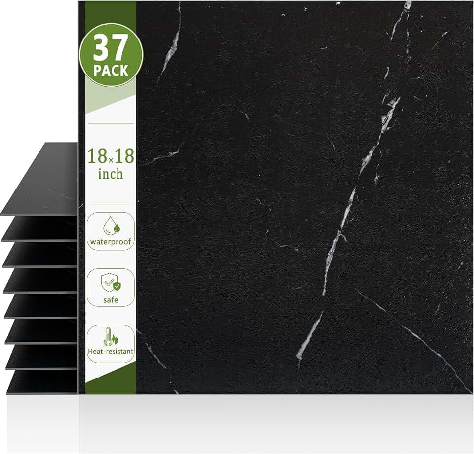 RORA 18x18 inch Peel and Stick Floor Tile,37-Pack 83 SF,Waterproof Vinyl