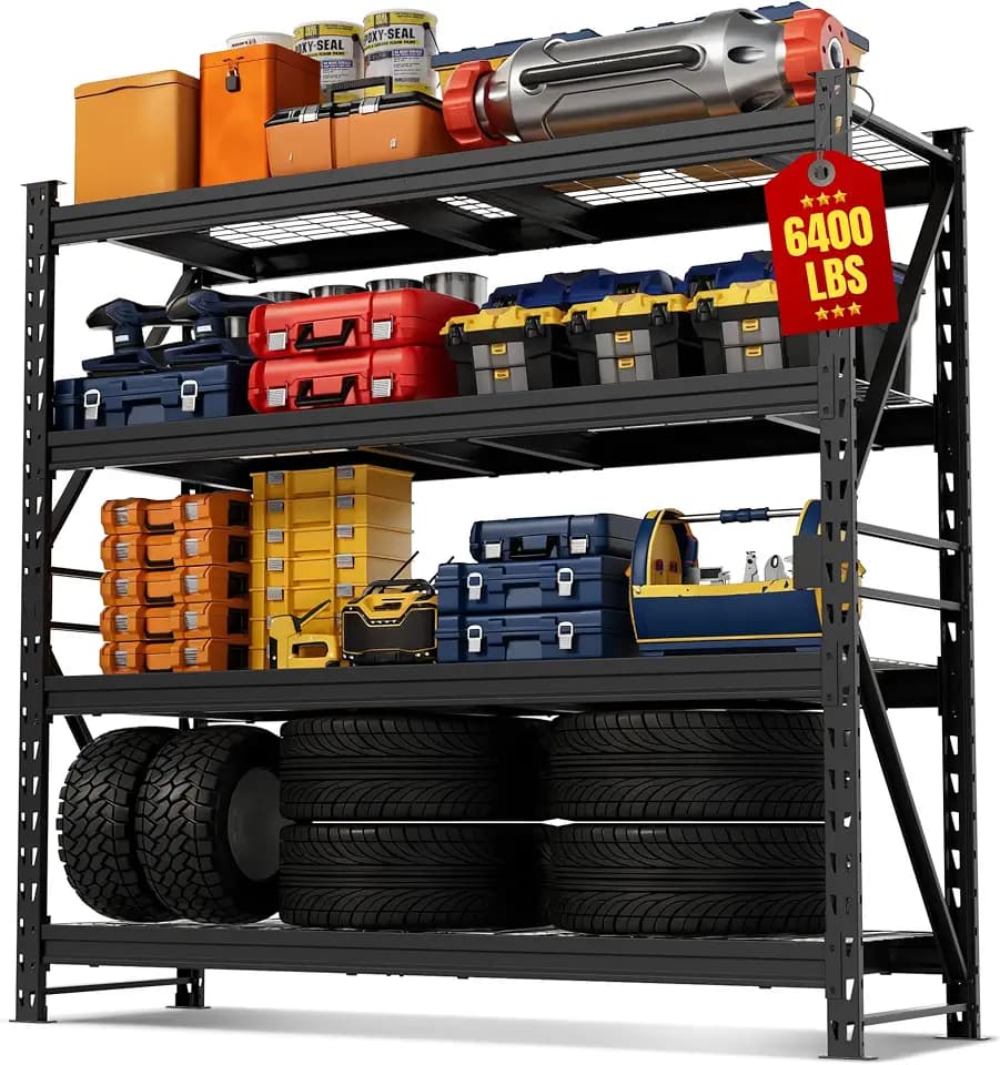 WORKPRO 77-Inch Garage Utility Shelving, 6400 lb Heavy-Duty Rack