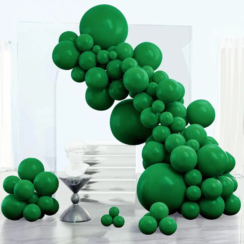 PartyWoo Dark Green Balloons 123pcs Emerald Hunter Forest Green Color