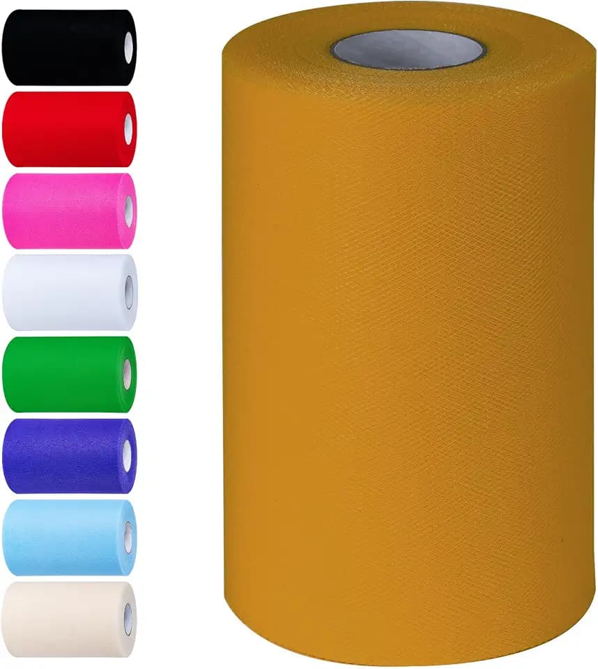 Gold Tulle Fabric Rolls 6 Inch by 100 Yards Tulle Roll Spool Fabric